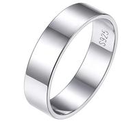 Silvora Damen Herren Ring S925 Silber Schlichter Basic Fingerring in 5mm breit Stapelbarer Glänzender breit Bandring in Silber Ringgröße 47（14.8） für Paarring Partnerring Ehering