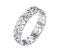 Silvora Irischer Triquetra Ring für Damen Herren 925 Silber Keltischer Knoten Fingerring 5mm breit Unendlichkeits-Knoten Freundschaftsring Hochzeitsring Paarring Ringgröße 54（17.3）