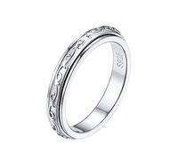 Silvora Klassischer Keltischer Knoten Spinner Fingerring 925 Silber Damen Frauen Fidget Ringe 3.5mm breit Drehbarer Anti-Anxiety Bandring Ringgröße 57（18） für Freundschaftsring Paarring