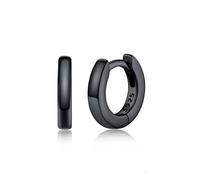 Silvora Mini Creolen Schwarz Herren Damen Kleine 6mm Huggie Hoop Ohrringe 925 Silber Glänzende Männer Frauen 6mm Creolen Ohrringe Hypoallergen Ohrschmuck