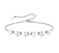 Silvora S925 Silber Damen Armbänder mit Personalisiete Buchstabe A-Z Mini Kleine Initial Herz Anhänger Silberfarbe 16CM + 5CM Verlängerungskette für Damen Frauen Mädchen
