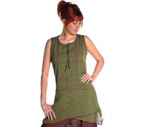 Simandra - Ethno Tunika Longshirt Bluse Longtop aus Baumwolle Obliq Grün, S-M