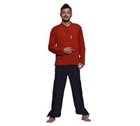 Simandra Fisherman Hemd Herren S-XXL versch. Farben | Langarmhemd aus Baumwolle | Fischerhemd im Kurta-Stil mit Stehkragen + Brusttasche + Holzknöpfe & Schlaufen + Seitenschlitze