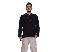 Simandra Fisherman Hemd Herren S-XXL versch. Farben | Langarmhemd aus Baumwolle | Fischerhemd im Kurta-Stil mit Stehkragen + Brusttasche + Holzknöpfe & Schlaufen + Seitenschlitze