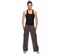 Simandra Haremshose Freizeithose Fischerhose Fitness Cargo Hippie Goa Schlupfhose PSY Ethno Sport Happening (Braun, L)
