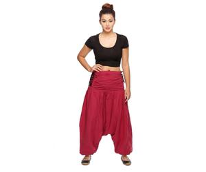 Simandra - Haremshose Jaya für Damen - Pumphose im Aladin-Stil - Pluderhose für Sport & Freizeit Rot - Gr. - S/M