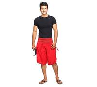 Simandra Haremshose Shorts Bermuda Jogginghose Sweathose Freizeithose Trainingshose gesmokt Varkala Herren (Rot, Einheitsgröße)