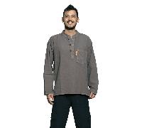 Simandra - Hemd Anapurna - Freizeithemd aus Baumwolle - Fischerhemd mit geradem Schnitt - Coffee - Gr. - L