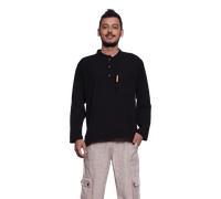 Simandra - Hemd Anapurna - Freizeithemd aus Baumwolle - Fischerhemd mit geradem Schnitt - Schwarz - Gr. - M