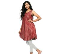 Simandra - Kleid Om - leichtes Sommerkleid - ärmelloses Ethno Kleid aus feiner Baumwolle Rot - Gr. - L/XL