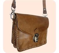 Simandra - Leder Handtasche Tanger 12x16cm aus Echtleder - als Schultertasche & Gürteltasche tragbar Hellbraun, 12 x 16 cm