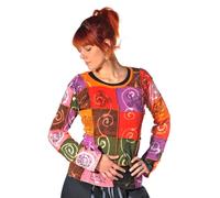 Simandra - Patchwork Shirt Pullover Oberteil Sweatshirt Zip Hoodie Freizeitshirt Hippie Goa Psy Sweater Asha Bunt - Gr. - S
