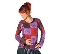 Simandra - Patchwork Shirt Pullover Oberteil Sweatshirt Zip Hoodie Freizeitshirt Hippie Goa Psy Sweater Asha Lila - Gr. - M