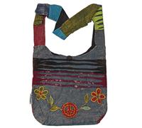 Simandra - Patchwork Tasche Umhängetasche Handtasche Beuteltasche Tragetasche Schultertasche Shopper bestickt Peace-Flower, 104 x 39 x 39 cm