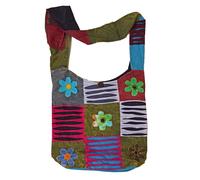 Simandra - Patchwork Tasche Umhängetasche Handtasche Beuteltasche Tragetasche Schultertasche Shopper bestickt Peace-Love, 104 x 39 x 39 cm