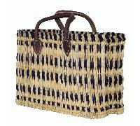 Simandra - Seegras Tasche groß kurzer Griff Einkaufskorb Flechtkorb Korbtasche Korb Blau