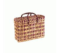 Simandra - Seegras Tasche groß kurzer Griff Einkaufskorb Flechtkorb Korbtasche Korb Lila