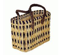 Simandra - Seegras Tasche klein kurzer Griff Einkaufskorb Flechtkorb Korbtasche Korb Blau