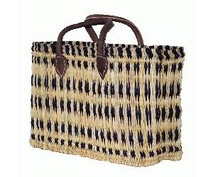 Simandra - Seegras Tasche mittel kurzer Griff Einkaufskorb Flechtkorb Korbtasche Korb Blau