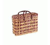 Simandra - Seegras Tasche mittel kurzer Griff Einkaufskorb Flechtkorb Korbtasche Korb Lila