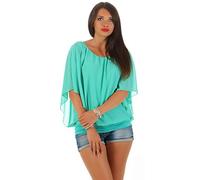 simaranda Damen Bluse Chiffon luftige Sommer Tunika mit Carmen Ausschnitt Blusenshirt Elegant 661 (DE/NL/SE/PL, Numerisch, 36, 40, Regular, Regular, Mint)