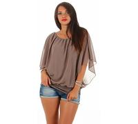 simaranda Damen Bluse Chiffon luftige Sommer Tunika mit Carmen Ausschnitt Blusenshirt Elegant 661 (DE/NL/SE/PL, Numerisch, 36, 40, Regular, Regular, Schlamm)