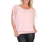simaranda Damen Bluse Chiffon luftige Sommer Tunika mit Carmen Ausschnitt Blusenshirt Elegant 661 (DE/NL/SE/PL, Numerisch, 36, 40, Regular, Regular, Rosa)
