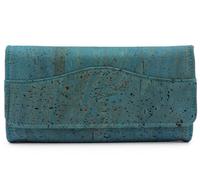 Simaru Damen Geldbörse aus Kork, veganes Portemonnaie,RFID-Schutz,Geldbeutel türkis