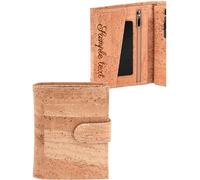 Simaru Damen Kork-Geldbörse - Veganes Portemonnaie mit Gravur-Personalisierung, Platz für 10 Karten, Scheine und Münzen - Nachhaltige Alternative zu Leder