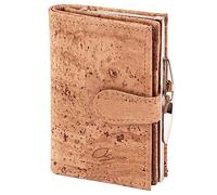 Simaru Geldbörse Damen Vegan aus Kork, RFID-Schutz, Geldbeutel f. 12+Cards, Scheine & Münzen, edler Bügelverschluss, Portemonnaie nachhaltig & langlebig (Beige)