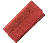 Simaru Große Damen Geldbörse aus Kork, Einer veganen und nachhaltigen Leder Alternative - Kork Portemonnaie, Geldbeutel mit Vielen Fächer in fünf verscheiden Farben (rot)