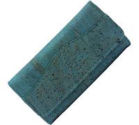 Simaru Große Damen Geldbörse aus Kork, Einer veganen und nachhaltigen Leder Alternative - Kork Portemonnaie, Geldbeutel mit Vielen Fächer in fünf verscheiden Farben (türkis)