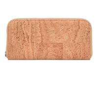 Simaru Große Damen Geldbörse aus Kork mit Metallreißverschluss & RFID Schutz Beige