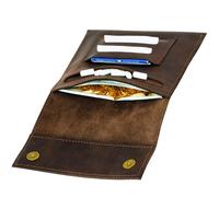 Simaru Handgefertigte Personalisierte Tabaktasche aus italienischem Leder - Weiches Leder, hergestellt in der EU - Ideale Drehertasche mit Band & Magnet - Einzigartiges Design