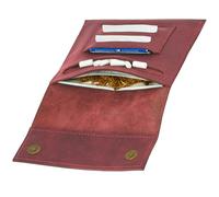 Simaru Handgefertigte Personalisierte Tabaktasche aus italienischem Leder - Weiches Leder, hergestellt in der EU - Ideale Drehertasche mit Band & Magnet - Einzigartiges Design