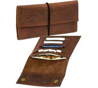 Simaru Handgefertigte Tabaktasche aus italienischem Leder - Weiches Leder, hergestellt in der EU - Ideale Drehertasche mit Band & Magnet - Einzigartiges Design