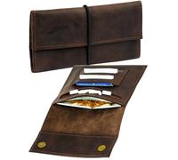 Simaru Handgefertigte Tabaktasche aus italienischem Leder - Weiches Leder, hergestellt in der EU - Ideale Drehertasche mit Band & Magnet - Einzigartiges Design