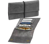 Simaru Handgefertigte Tabaktasche aus italienischem Leder - Weiches Leder, hergestellt in der EU - Ideale Drehertasche mit Band & Magnet - Einzigartiges Design