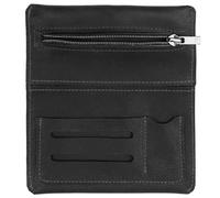 SIMARU Leder Tabaktasche für 30g Tabakbeutel, Dreher-Tasche aus Echtleder mit Filterfach & Blättchen-Halter (Schwarz)