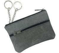 SIMARU Mini Geldbörse aus Leder - Slim Wallet für Herren & Damen - Kompakter Geldbeutel klein mit Reißverschluss für Karten & Münzen (Dunkelgrau)