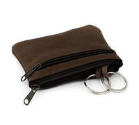 Simaru Schlüsseletui aus italienischem Echtleder - 2 Schlüsselringe - Extrafach - Hochwertiger Reißverschluss - Platz für Schlüssel, Geld, Führerschein und Karten