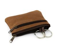 SIMARU Schlüsseletui L aus italienischem Echtleder - 2 Schlüsselringe - Extrafach - Hochwertiger Reißverschluss - Platz für Schlüssel, Geld, Führerschein und Karten