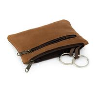 Simaru Schlüsseletui Schlüsseltasche aus Leder mit 2 Schlüsselringen und Extrafach (Groesse L) Hellbraun