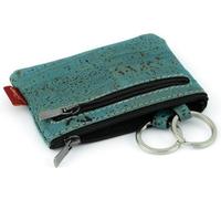 Simaru Schlüsseletui "UDINE" aus Kork mit 2 Schlüsselringen und Geldfach Türkis
