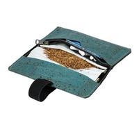 SIMARU Tabaktasche Drehertasche aus stabilem Kork, ideal für deinen Drehtabak/Tabak, Tabakbeutel bzw. Tasche in vielen Farben erhältlich, Tabaketui für Herren und Damen (türkis)