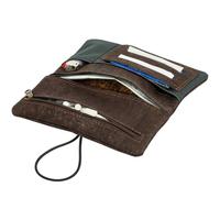 SIMARU Tabaktasche für 30g Tabakbeutel, Drehtabak Tasche ink. Filter-, Paper- und Feuerzeugfach, Drehertasche Frauen u. Männer (Braun)