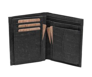 Simaru Veganes Portemonnaie mit RFID-Schutz,Geldbörse aus Kork Schwarz