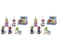 Simba 109231008 Super Mario Mario, Mario, Luigi, Toad, Yoshi oder Peach Plüsch Schlüsselanhänger 12,5 cm Verschiedene Modelle 1 Stück (Packung mit 2)