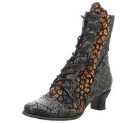 Simen 7829A Schwarz Gold Damen Schnürstiefeletten Leder in Black - Gr. 38