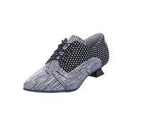 SIMEN Damen Pumps 0887A Hochfrontpumps Schnürer Leder Schwarz Weiß Größe 39 EU